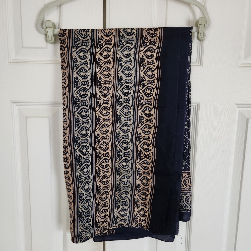 Wrap / Shawl / Scarf - Dark Blue Multicolor - Geometric Design - 96" x 45"